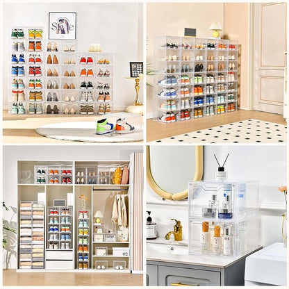 10 Pack Large Shoe Boxes Clear Plastic Stackable, Shoe Storage Organizer - Image 5