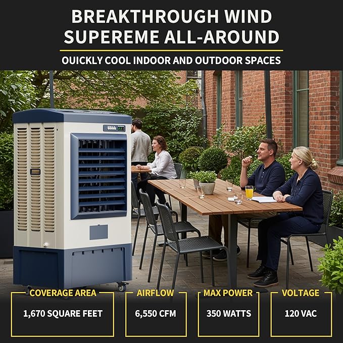 Landeagle 49″ Swamp Cooler Air Conditioner, 6550CFM Portable Evaporative Coolers - Image 3