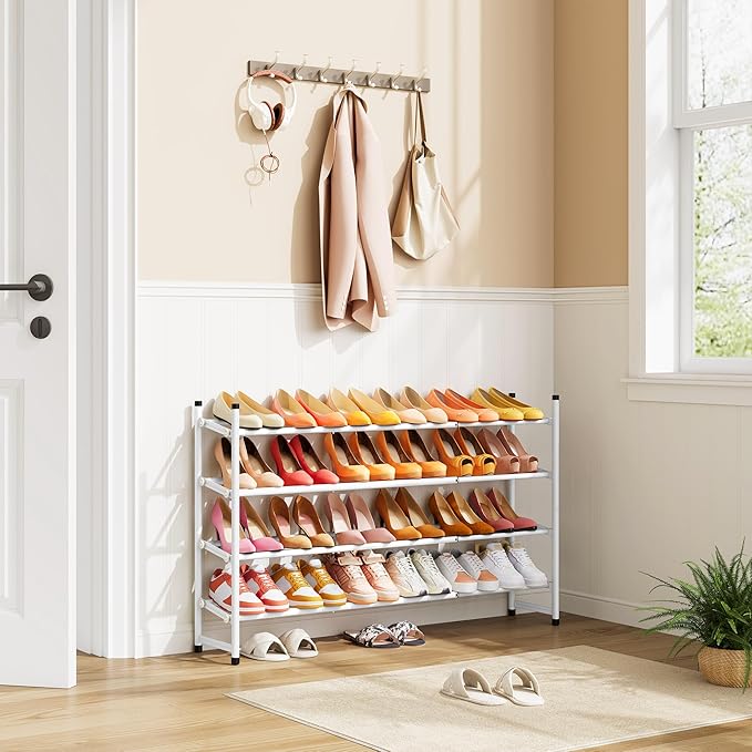 Tajsoon Expandable Shoe Rack for Closet 4 Tier, 29“-41“Adjustable & Stackable - Image 2
