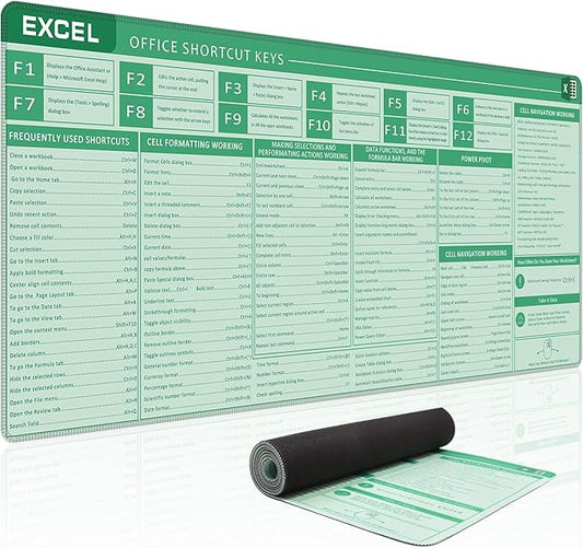 Baziabbo Office Desk Mat, Excel Cheat Sheet Keyboard Mat, Excel Shortcut Desk by Unknown