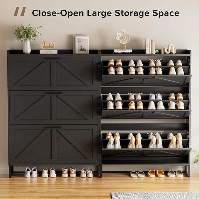 EOYUTLLY Shoe Cabinet Storage for Entryway, Narrow Shoe Rack - Image 3