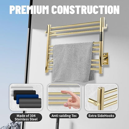 K&KALONZO Towel Warmer for Bathroom, Wall-Mounted 9-Bar Heated Towel Rack - Image 5