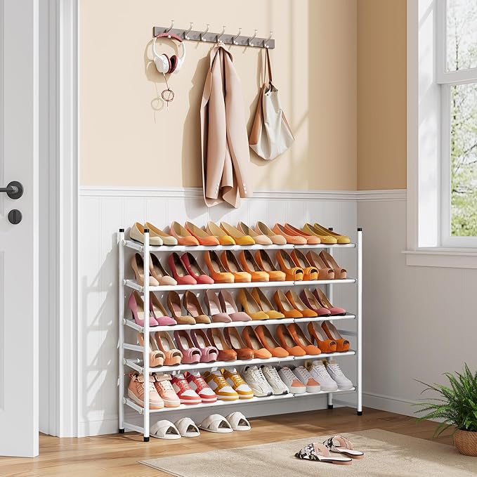 Tajsoon Expandable Shoe Rack for Closet 5 Tier, 29“-41“Adjustable & Stackable - Image 2