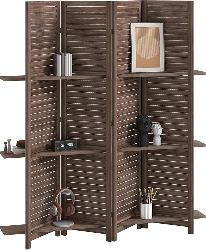 HOMCOM Room Divider, 4 Panel 67" Tall Wood Privacy Screen by HOMCOM