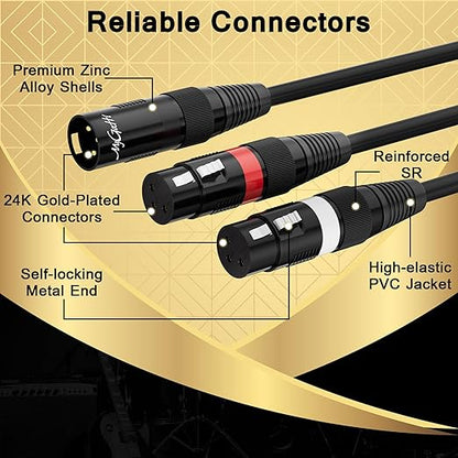 Mygatti XLR Splitter Y-XLR Cable 3 FT, Bi-Directional Balanced Microphone - Image 2