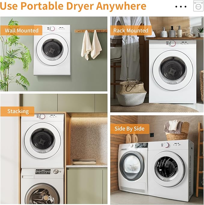 1.8 Cu.Ft. Portable Clothes Dryer, 1020W portable dryers - Image 5