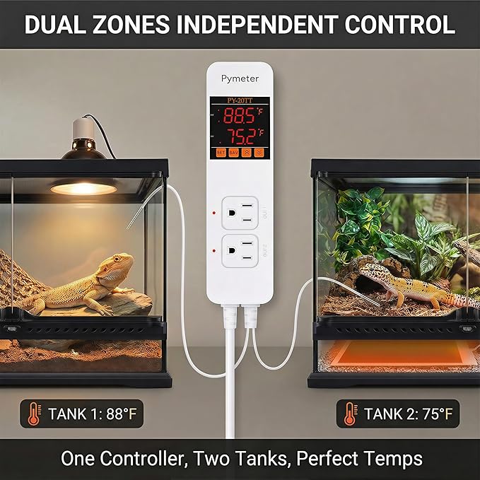Digital Temperature Controller Dual Probe Reptile Thermostat Controlled Outlet - Image 4