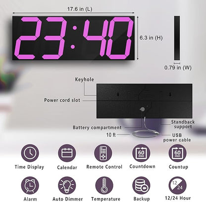 CHKOSDA LED Large Digital Wall Clock, Oversize Wall Clock - Image 2