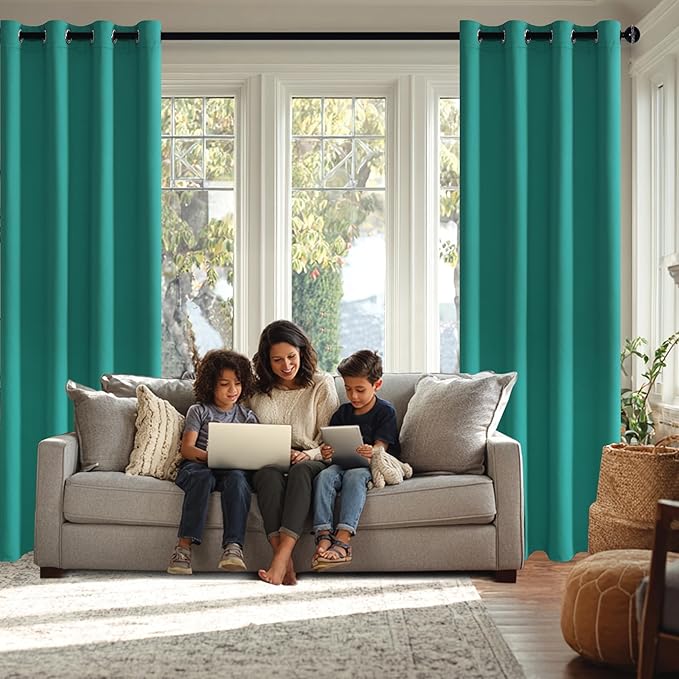 JIUZHEN Peacock Blue Blackout Curtains - Image 3