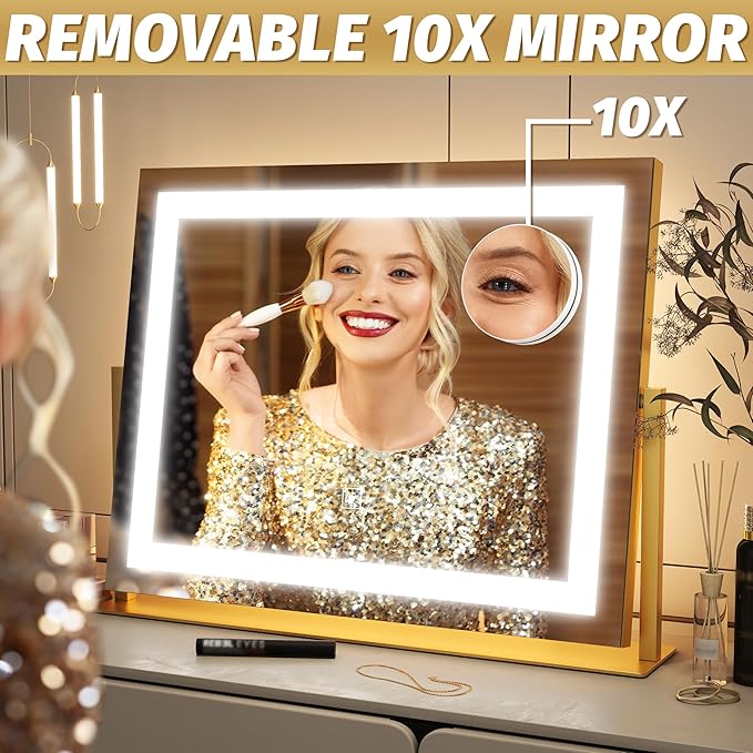 FENNIO Vanity Mirror with Lights 22''x18'' Makeup Mirror with Lights, Lighted - Image 4