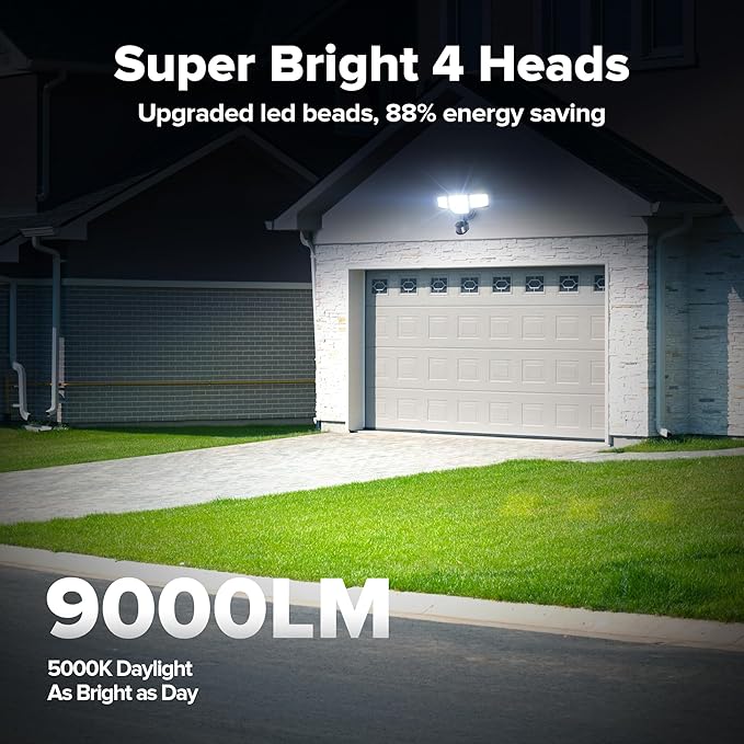 LUTEC 80W 9000LM LED Security Lights Motion Sensor Outdoor Lights, 4 Head LED - Image 2