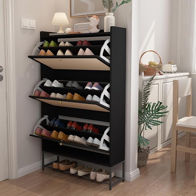 AVZEAR Shoe Cabinet, Shoe Cabinet Freestanding Tipping Bucket Shoe Rack by AVZEAR