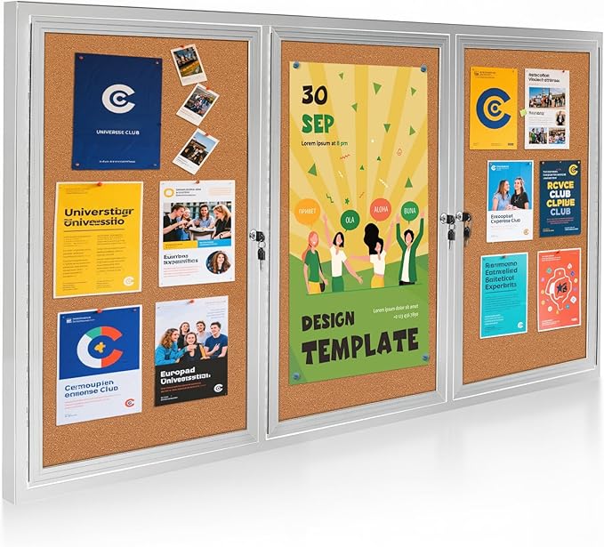 Lockable Outdoor Enclosed Bulletin Board, Weatherproof Cork Noticeboard by EnclosedBulletinBoard