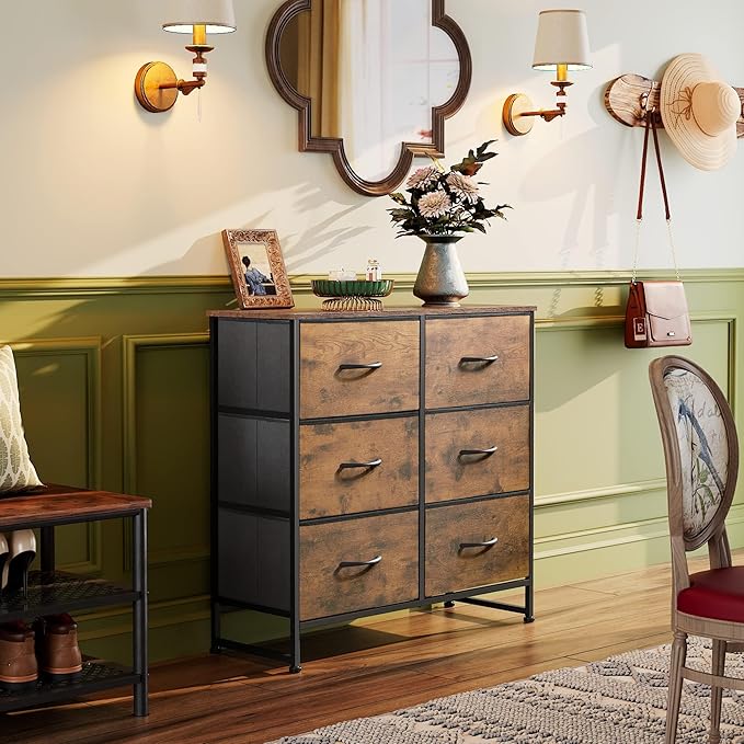 WLIVE 6 Drawer Dresser for Bedroom, Fabric Double Dresser, Storage Tower - Image 2