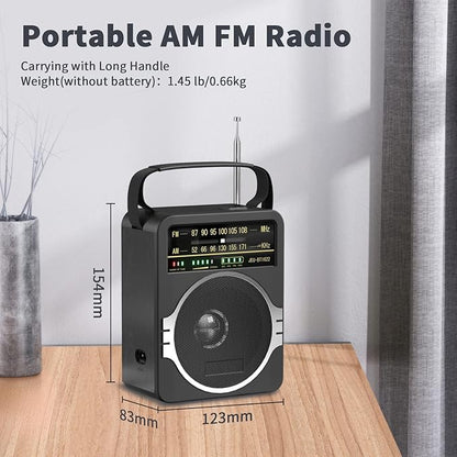 JEUJUG Portable AM FM Radio, FM Radio Built-in Rechargeable Battery/DC D*4 Cell - Image 7
