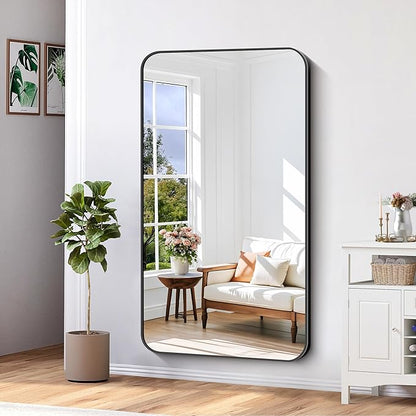 Bathroom Mirror, Metal Frame Rounded Corner Vanity Mirror, Large Wall Mounted - Image 6