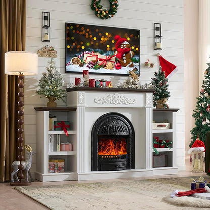 78" Electric Fireplace with Mantel, Birdcage-Style Fireplace Entertainment - Image 8