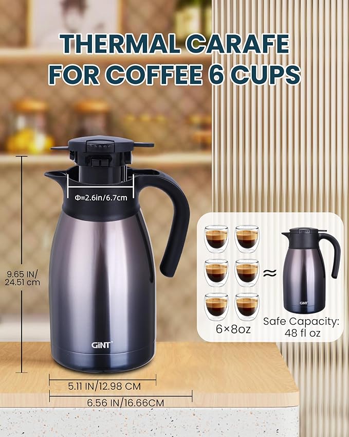 GiNT 51Oz Stainless Steel Thermal Coffee Carafe - Image 6