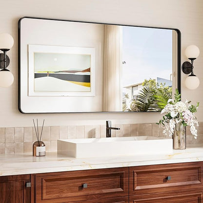 TokeShimi 48x24 Matte Black Bathroom Mirror by RefinedBathroomAccessories