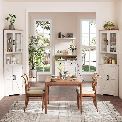 67''H Tall Corner Cabinet with 4 Tempered Glass Doors and Barn Doors, Farmhouse - Image 3