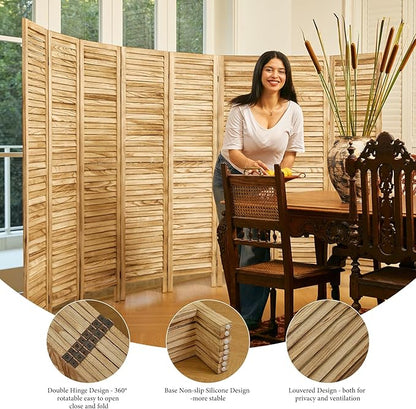 Room Dividers and Folding Privacy Screens, Wood Louvered Separators Divider Wall - Image 5