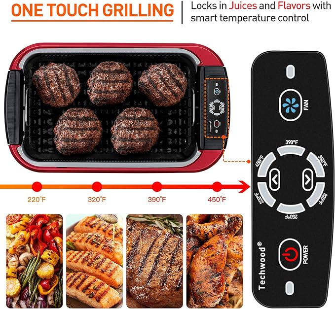 Indoor Smokeless Grill, Techwood 1500W Electric BBQ Grill - Image 2