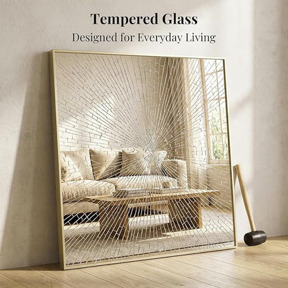 30"x30" Gold Square Mirror for Wall, Metal Framed Bathroom Vanity Mirror - Image 6