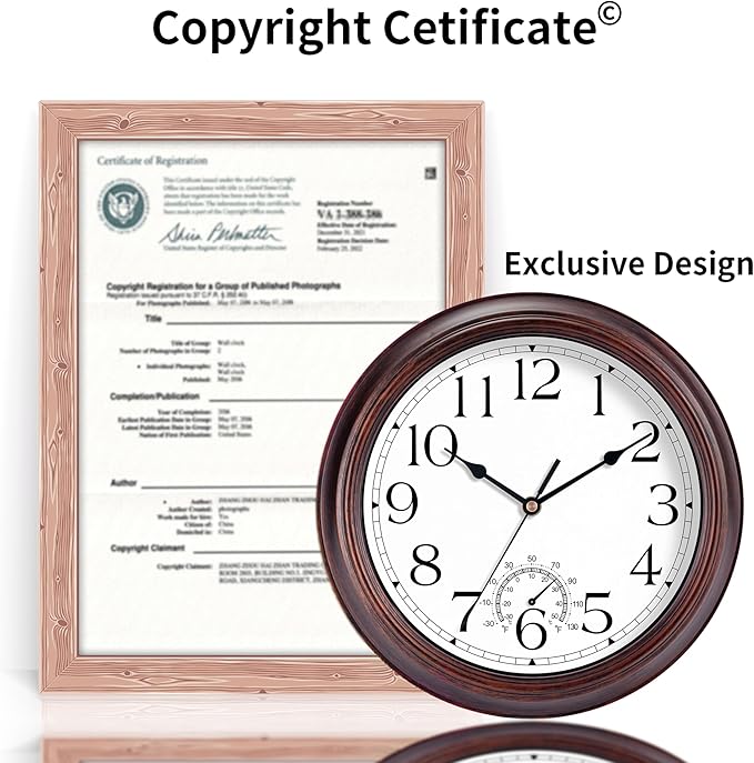 KECYET 12 Inch Outdoor Wall Clock - Image 6