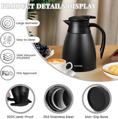 34 Oz Thermal Coffee Carafe, Stainless Steel Insulated Vacuum coffee crafts to - Image 6