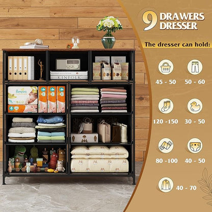 WLIVE 9 Drawer Dresser, Fabric Storage Tower - Image 5