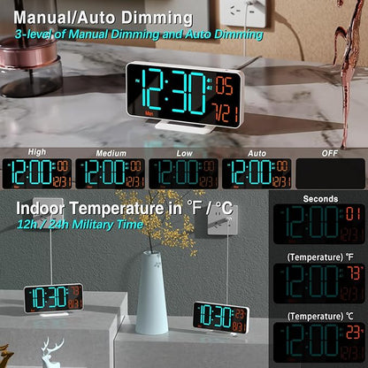 KOSUMOSU Desk Clock, 6.7in Small Digital Clock - Image 2