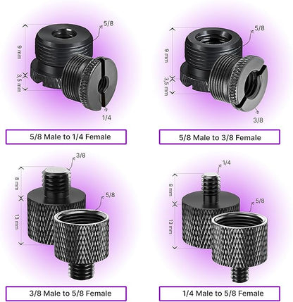 IXTECH Mic Stand Adapter Set 8 pieces Metal Microphone Stand Screw Thread - Image 6