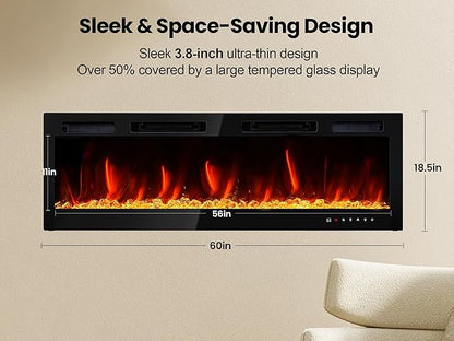 RealSmart Electric Fireplace Heater Inserts 60" Wall Mounted Electric Fireplace - Image 7