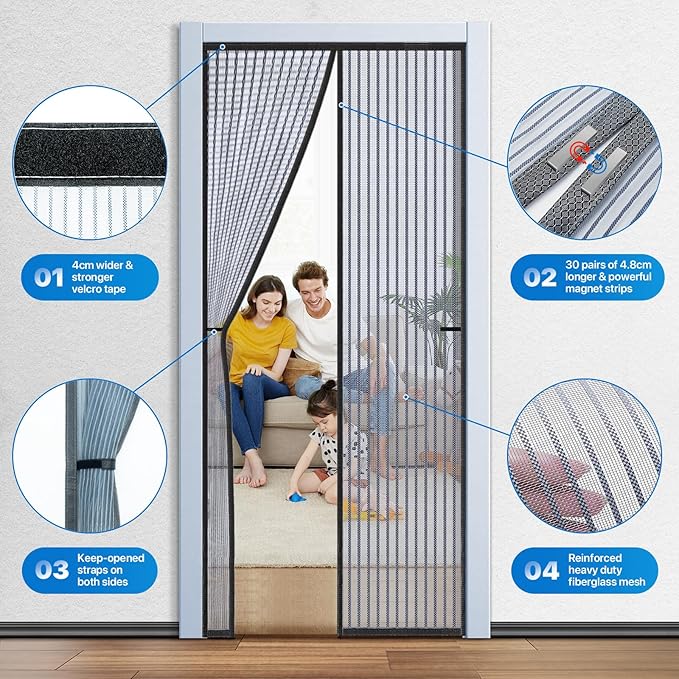 Heavy Duty Door Screen Magnetic Closure, LOVIGA Thickened Fiberglass Screen - Image 3