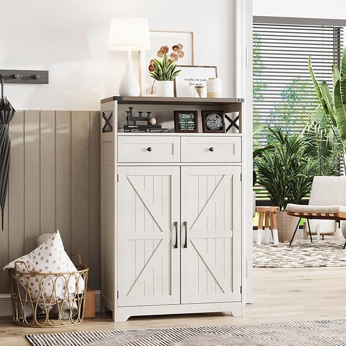 Maupvit Shoe Cabinet with Doors, 6-Tier Farmhouse Shoe Storage Cabinet with 2 - Image 8
