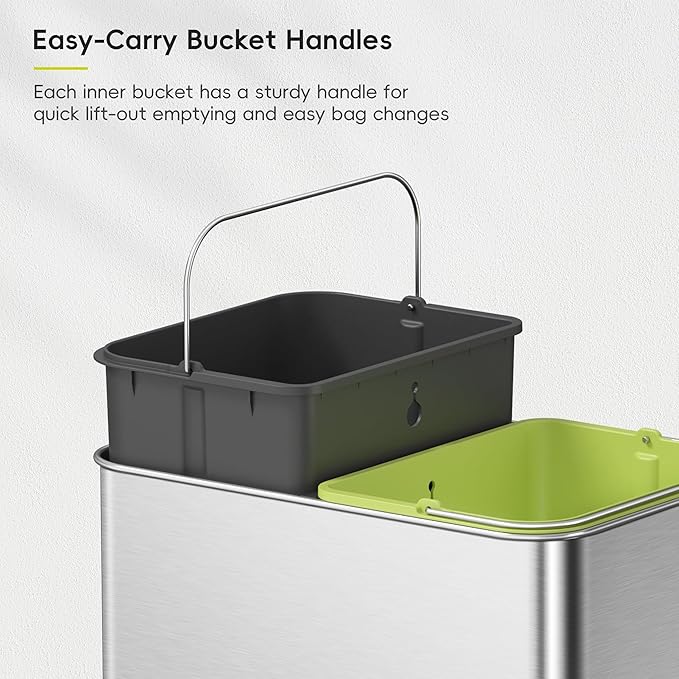 EKO Econova 30L+30L Dual Compartment Motion Sensor Trash Can, 16 Gallon - Image 6