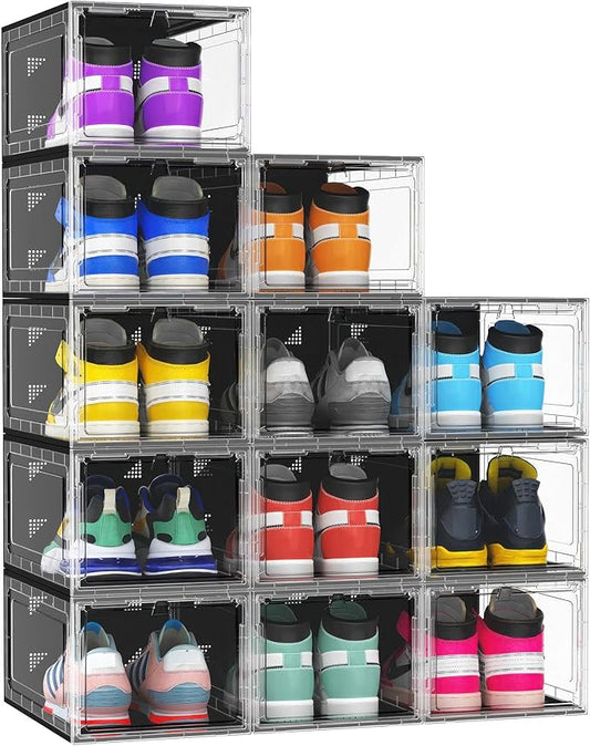 10 Pack Hard Sturdy Thickened Rigid XX Large Shoe Storage Organizer by MCIJRJOI