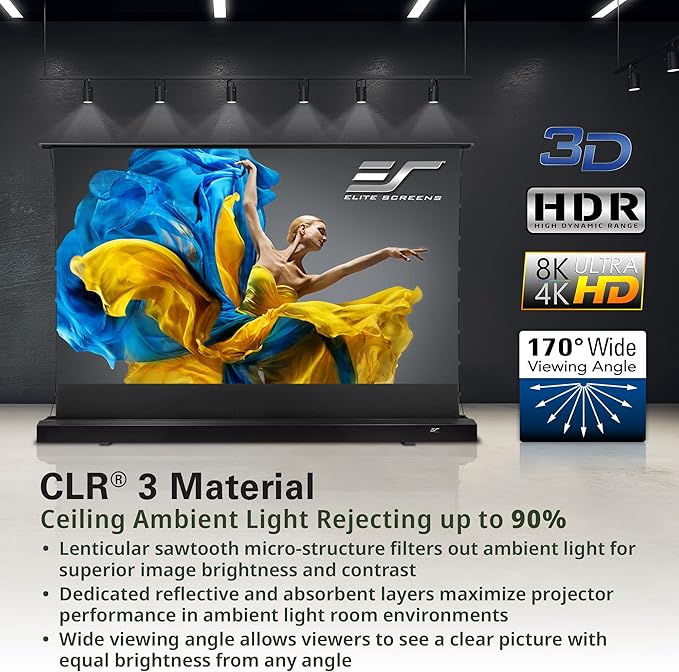 Elite Screens Kestrel Tab-Tension 2 CLR3, Ultra-Short Throw Ceiling Ambient - Image 8