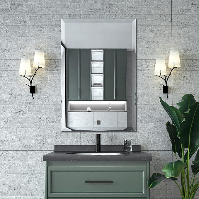 Mirrorons Beveled Mirror, Hangs Horizontally or Vertically. Upgraded by Mirrorons