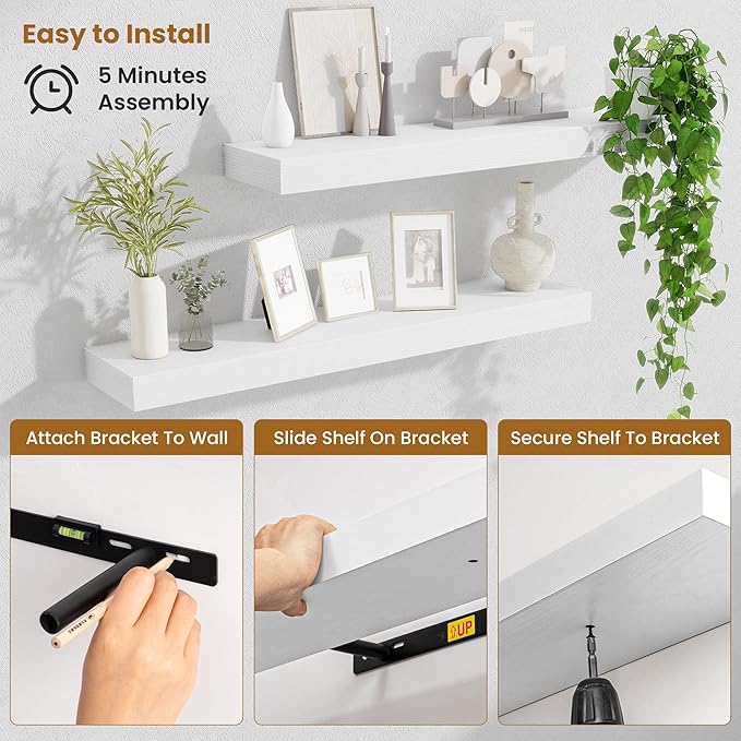 Fun Memories Bathroom Shelves 32 Inch Long Set of 2, Floating Shelves - Image 5