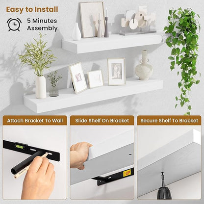 Fun Memories Bathroom Shelves 32 Inch Long Set of 2, Floating Shelves - Image 5