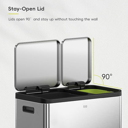 EKO EcoCasa Stainless Steel Dual Step Trash Can - Image 6
