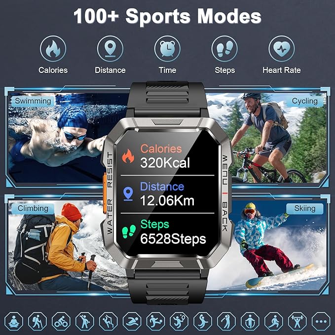 Military Smart Watch for Men, Outdoor Sports Smartwatch - Image 4