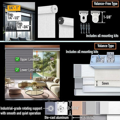 HILADUO Custom Motorized Light Filtering Roller Shades – Smart Electric Blinds - Image 8