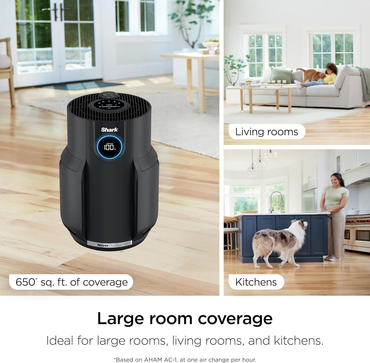 shark neverchange air purifier, hp152, charcoal, side view