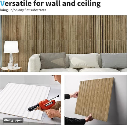 Art3d Slat Wall Panel, 3D Fluted Textured Panel 12-Tile 19.7 x 19.7in. - Image 7