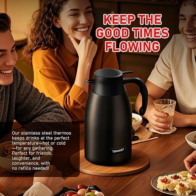 Thermal Coffee Carafe 2L/68 Oz Double-Wall Vacuum 304 Stainless Steel Insulated - Image 7