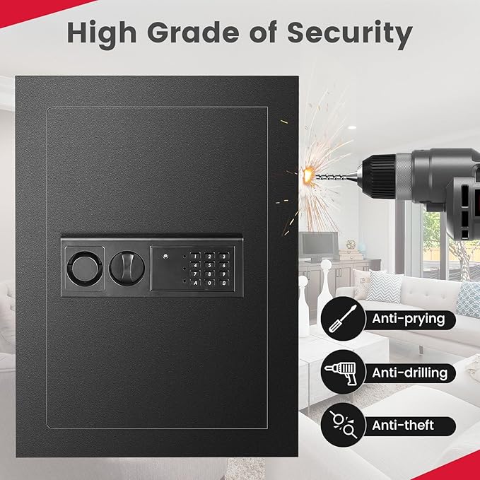 S AFSTAR Wall Safe Box, Electronic Digital Safe Box - Image 7