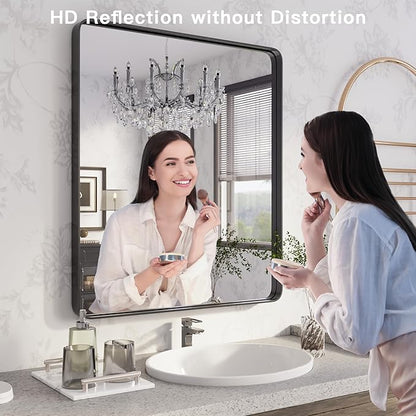 ISKM Black Framed Mirror for Wall 24"x 32", Bathroom Vanity Mirror Anti-Rust - Image 2