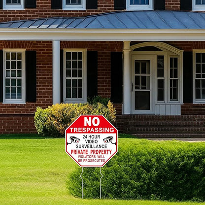 NO Trespassing Signs Private Property Video Surveillance Sign, Large 4-Pack - Image 3